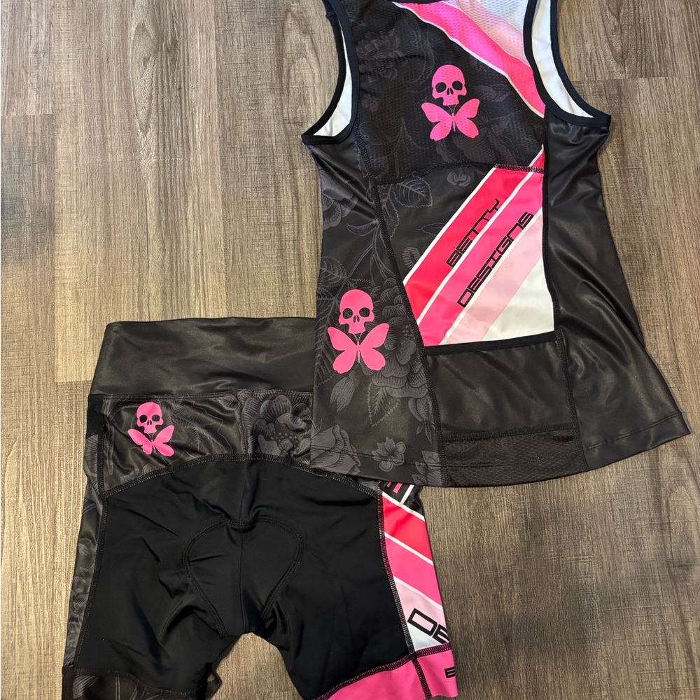 Betty Designs Pink and Black Triathlon Suit - Picture 2 of 5